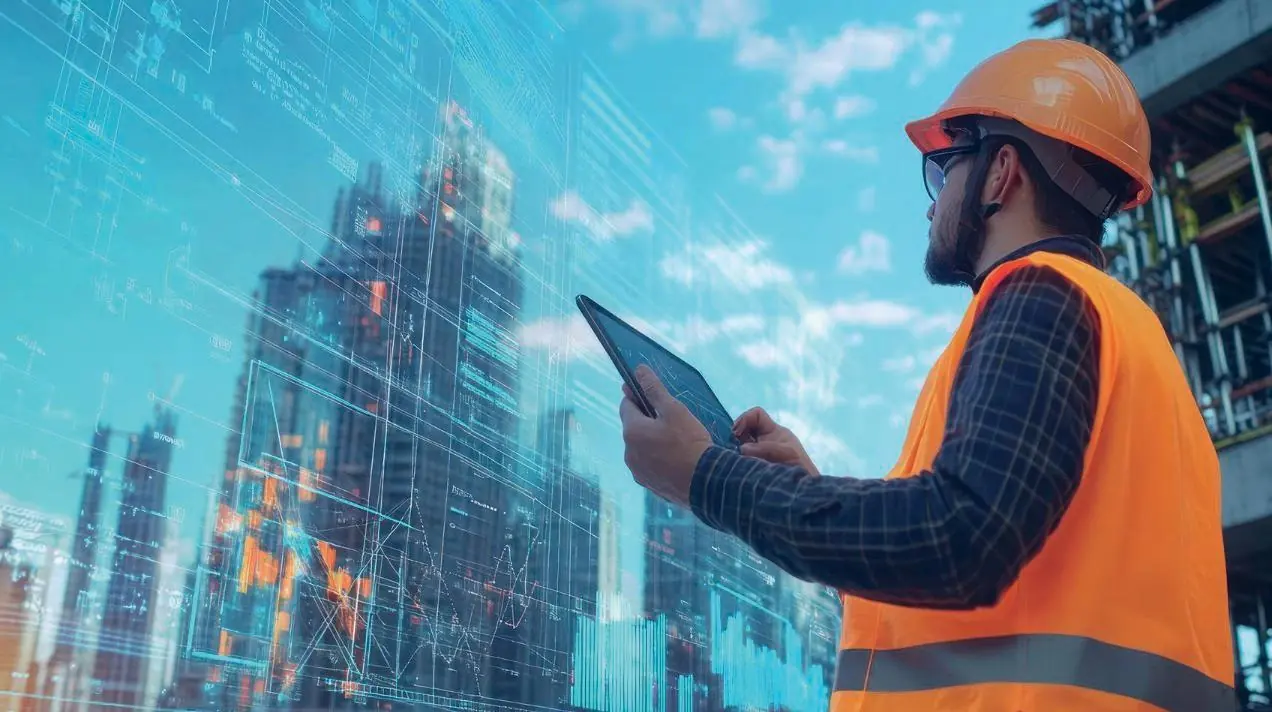 Engineer reviewing a digital construction model