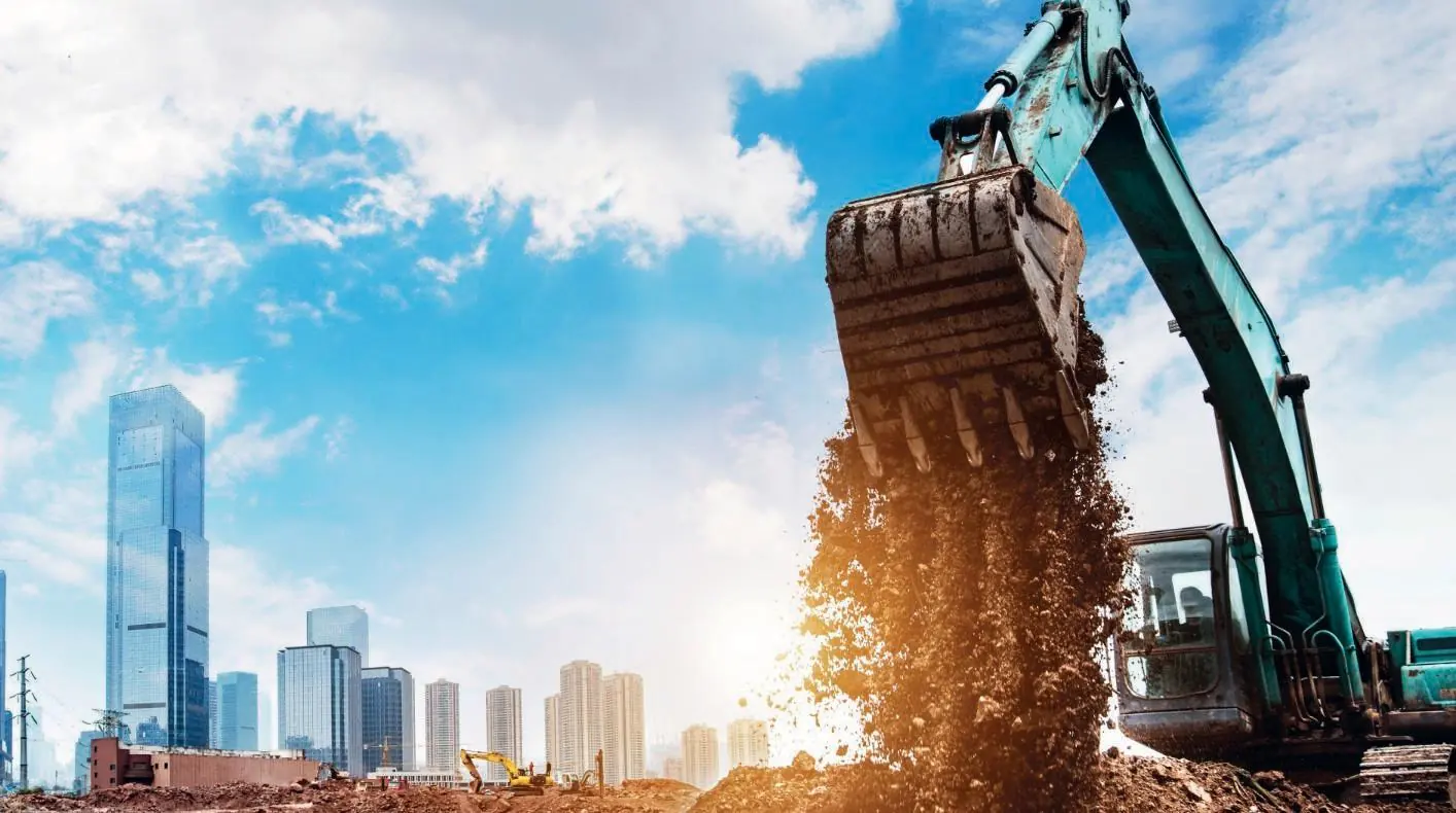 Excavation equipment operating on a construction project